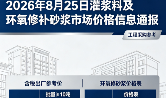 石屏2026年8月25日灌浆料及环氧修补砂浆市场价格信息通报